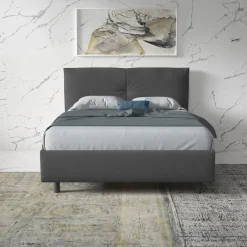 Letto contenitore matrimoniale 160x195cm imbottito tessuto antracite EliteDreams