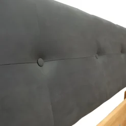 Letto king size 200x200cm testiera imbottita piedi in metallo legno massello rovere antracite Cortelia