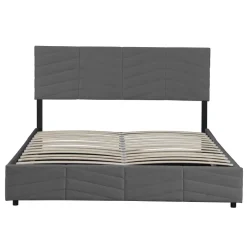 Letto matrimoniale contenitore 160x200 cm imbottito con rete e testiera regolabile grigio scuro Perlier