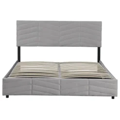 Letto matrimoniale contenitore 160x200 cm imbottito con rete e testiera regolabile grigio Perlier