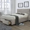 Letto matrimoniale moderno in tessuto 160x200cm beige noce Giusy