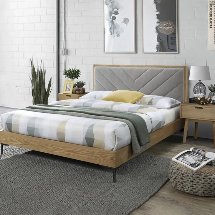 Letto matrimoniale moderno 160x200cm rovere grigio chiaro Viverone