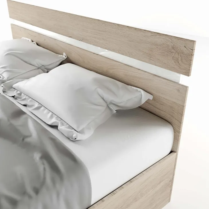 Letto matrimoniale oversize 180x200 cm contenitore rovere bianco lucido Sleepy