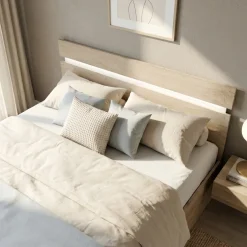 Letto matrimoniale oversize 180x200 cm contenitore rovere bianco lucido Sleepy