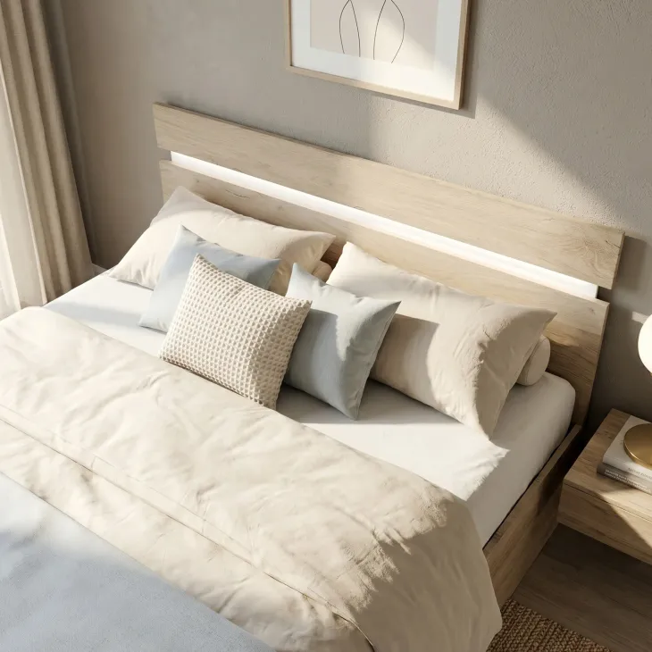 Letto matrimoniale oversize 180x200 cm contenitore rovere bianco lucido Sleepy