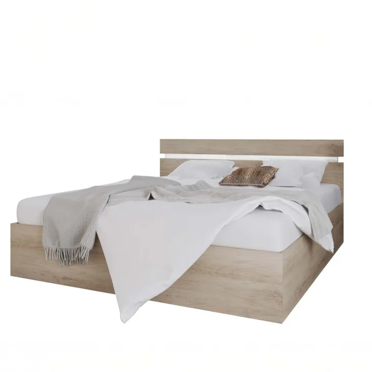 Letto matrimoniale oversize 180x200 cm contenitore rovere bianco lucido Sleepy