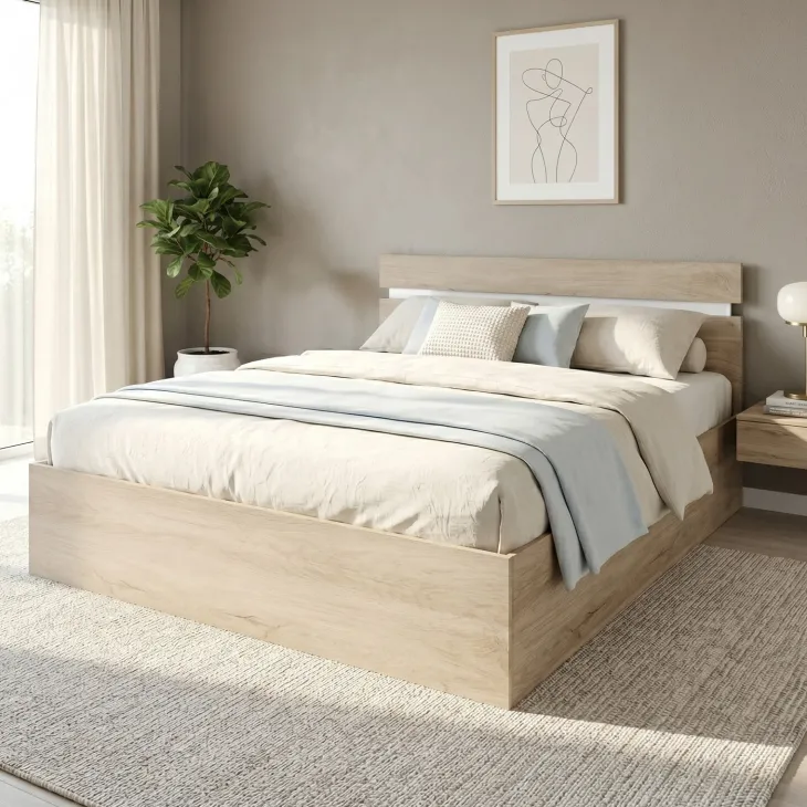 Letto matrimoniale oversize 180x200 cm contenitore rovere bianco lucido Sleepy