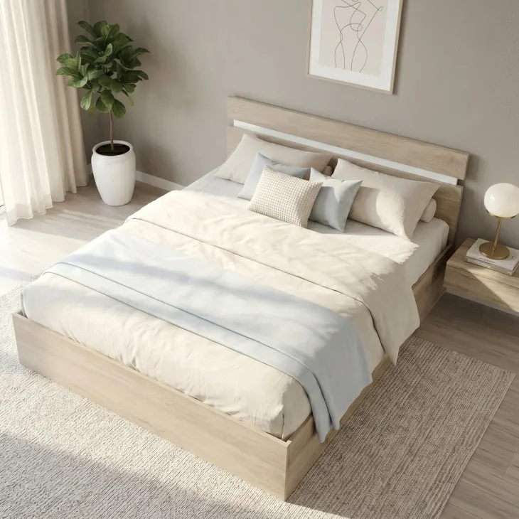 Letto matrimoniale oversize 180x200 cm contenitore rovere bianco lucido Sleepy