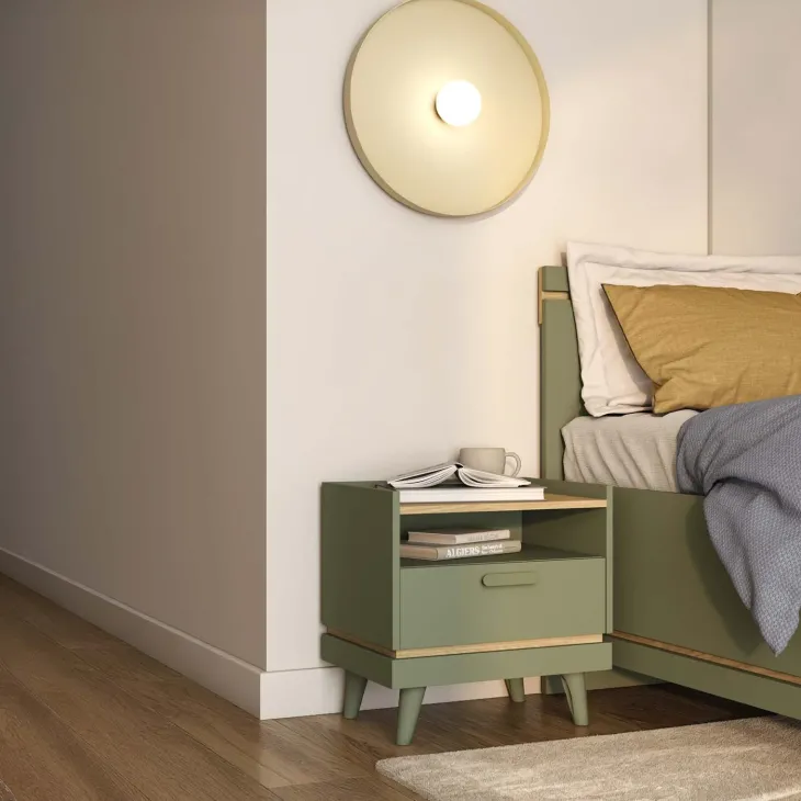Letto matrimoniale oversize 180x200 cm moderno verde salvia Yu