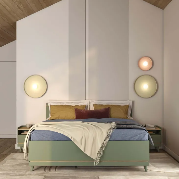 Letto matrimoniale oversize 180x200 cm moderno verde salvia Yu