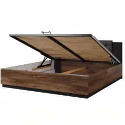 Letto matrimoniale oversize 180x200cm con rete contenitore noce nero Vulcano