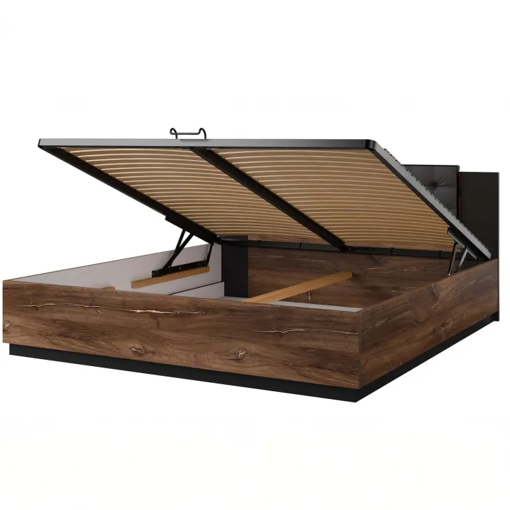 Letto matrimoniale oversize 180x200cm con rete contenitore noce nero Vulcano