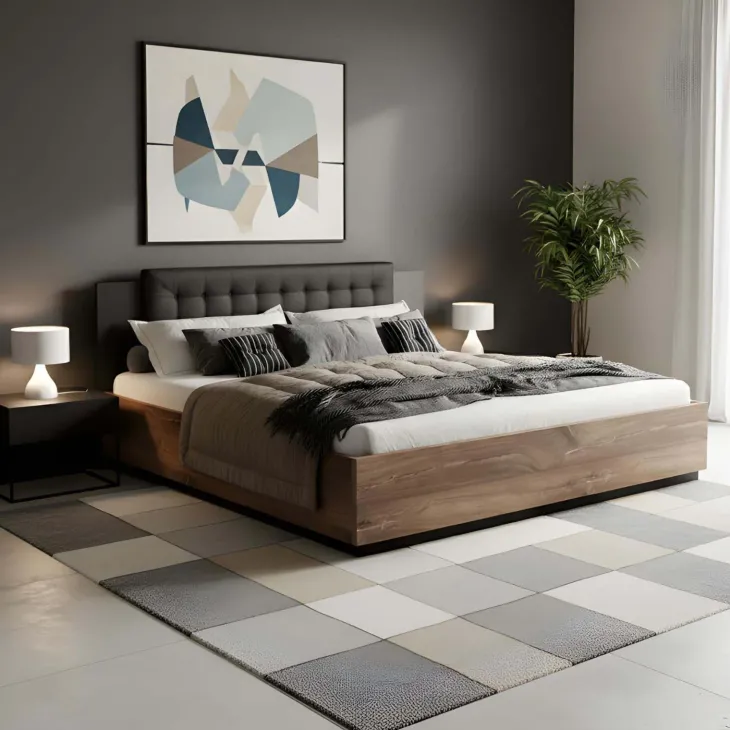 Letto matrimoniale oversize 180x200cm con rete contenitore noce nero Vulcano