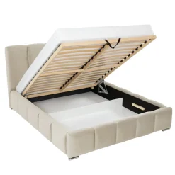 Letto matrimoniale oversize 180x200 cm con rete contenitore imbottito beige Cometa