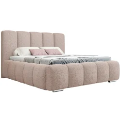 Letto matrimoniale oversize 180x200 cm con rete contenitore imbottito tessuto bouclé rosa Cometa