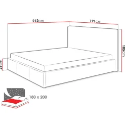 Letto matrimoniale oversize 180x200 cm con rete contenitore imbottito beige Orione
