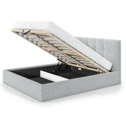 Letto matrimoniale oversize 180x200 cm con rete contenitore imbottito grigio chiaro Silla