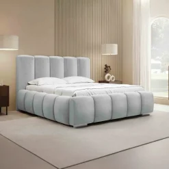 Letto matrimoniale oversize 180x200 cm con rete contenitore imbottito grigio chiaro Cometa