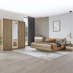 Letto matrimoniale oversize 180x200cm rovere beige Ama