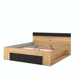 Letto matrimoniale oversize 180x200cm con cassettone rovere nero Yve