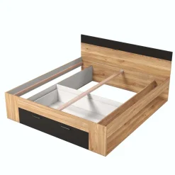 Letto matrimoniale oversize 180x200cm con cassettone rovere nero Yve