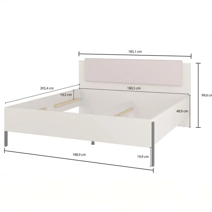 Letto matrimoniale oversize 180x200cm testiera imbottita beige cashmere Simple