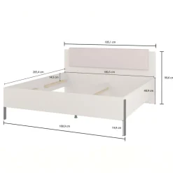 Letto matrimoniale oversize contenitore 180x200cm con rete testiera imbottita beige cashmere Simple