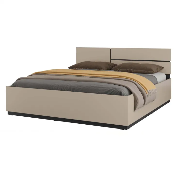Letto matrimoniale oversize 180x200cm contenitore con rete a doghe testiera reversibile tortora Lolla