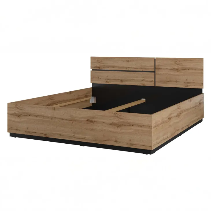 Letto matrimoniale oversize 180x200cm testiera reversibile rovere Lolla