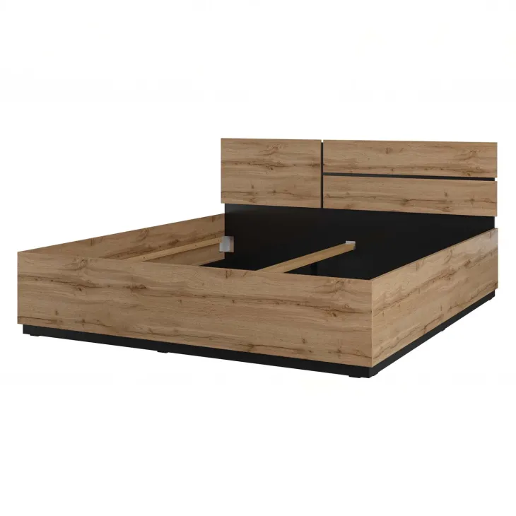 Letto matrimoniale oversize 180x200cm testiera reversibile rovere Lolla
