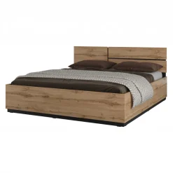 Letto matrimoniale oversize 180x200cm contenitore con rete a doghe testiera reversibile rovere Lolla
