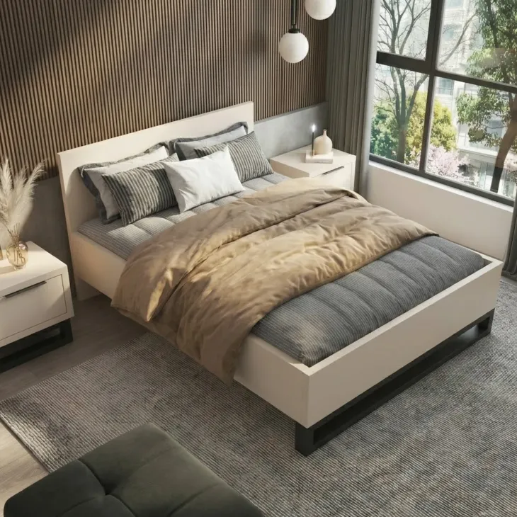 Letto matrimoniale oversize 180x200cm beige cashmere Petra