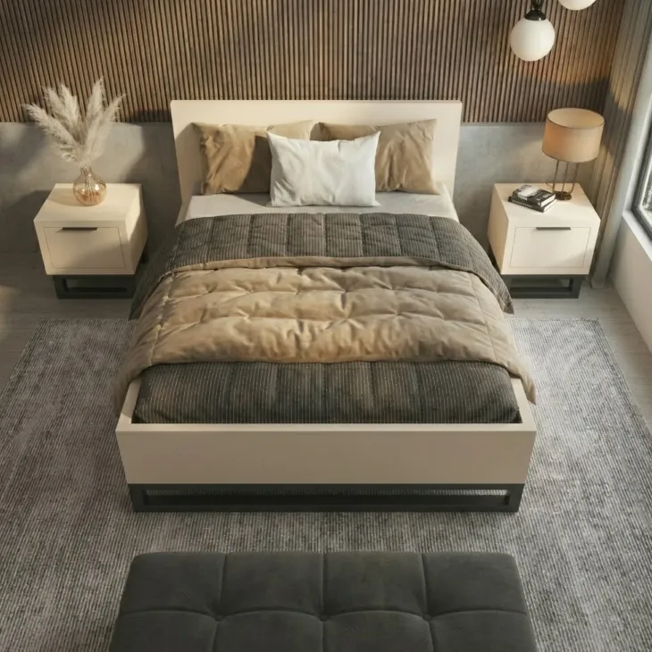 Letto matrimoniale oversize 180x200cm beige cashmere Petra