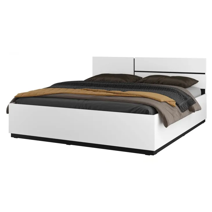 Letto matrimoniale oversize 180x200cm contenitore con rete a doghe testiera reversibile bianco opaco Lolla