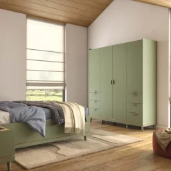 Letto matrimoniale oversize contenitore 180x200 cm con rete verde salvia Yu