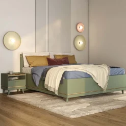 Letto matrimoniale oversize contenitore 180x200 cm con rete verde salvia Yu