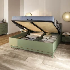 Letto matrimoniale oversize contenitore 180x200 cm con rete verde salvia Yu