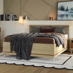 Letto matrimoniale oversize contenitore 180x200 cm con rete rovere Yu