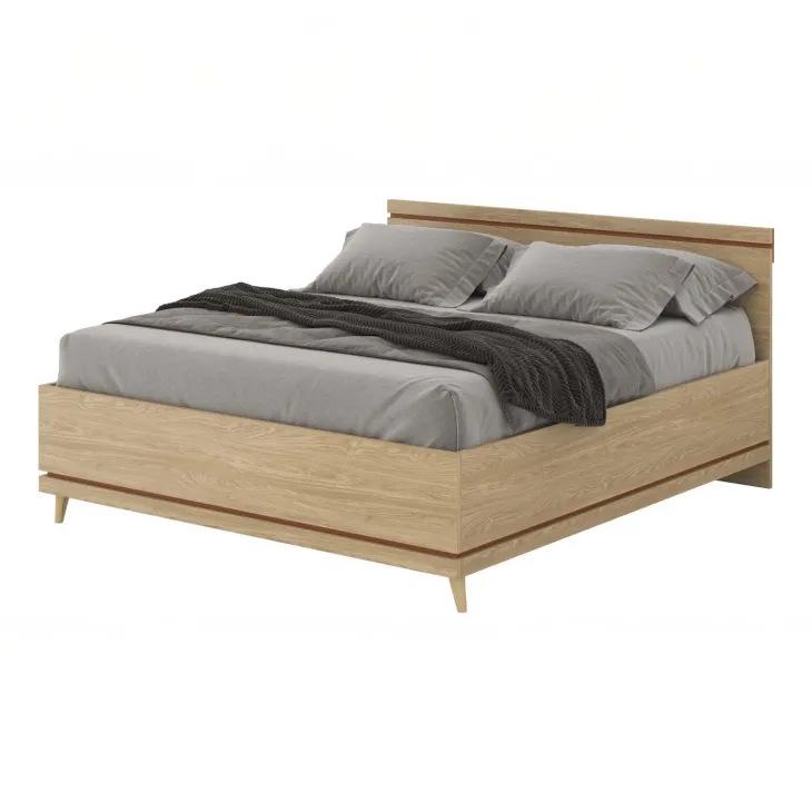 Letto matrimoniale oversize 180x200 cm moderno rovere Yu