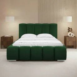 Letto matrimoniale oversize 180x200 cm con rete contenitore imbottito verde scuro Cometa