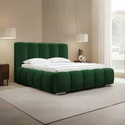 Letto matrimoniale oversize 180x200 cm con rete contenitore imbottito verde scuro Cometa