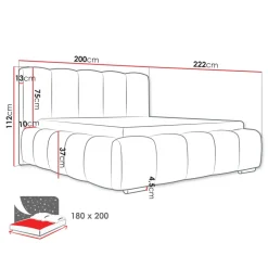 Letto matrimoniale oversize 180x200 cm con rete contenitore imbottito tessuto bouclé blu Cometa