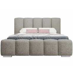 Letto matrimoniale oversize 180x200 cm con rete contenitore imbottito tessuto bouclé grigio chiaro Cometa