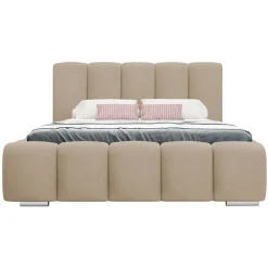 Letto matrimoniale oversize 180x200 cm con rete contenitore imbottito beige scuro Cometa