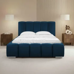 Letto matrimoniale oversize 180x200 cm con rete contenitore imbottito blu scuro Cometa