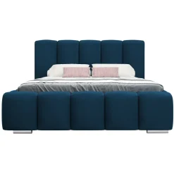 Letto matrimoniale oversize 180x200 cm con rete contenitore imbottito blu scuro Cometa