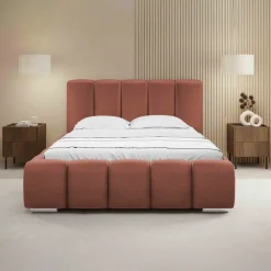 Letto matrimoniale oversize 180x200 cm con rete contenitore imbottito rosso mattone Cometa