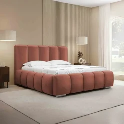 Letto matrimoniale oversize 180x200 cm con rete contenitore imbottito rosso mattone Cometa