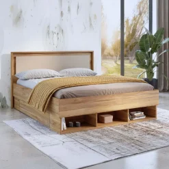 Letto matrimoniale oversize 180x200cm con cassettoni rovere tortora Lise