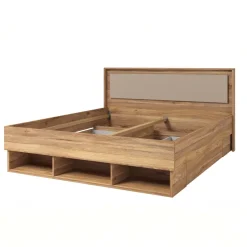 Letto matrimoniale oversize 180x200cm con cassettoni rovere tortora Lise